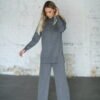 Knitted Merino Wool Pants and Sweater Set in Grey