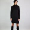 Black merino wool leg warmers and raglan shoulder dress
