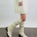 natural white merino wool leg warmers with slits