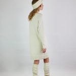 Natural white leg warmers and a raglan sleeve dress with a ribbed hem