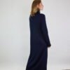 Turtleneck Knitted Merino Wool Sweater Dress in Dark Blue