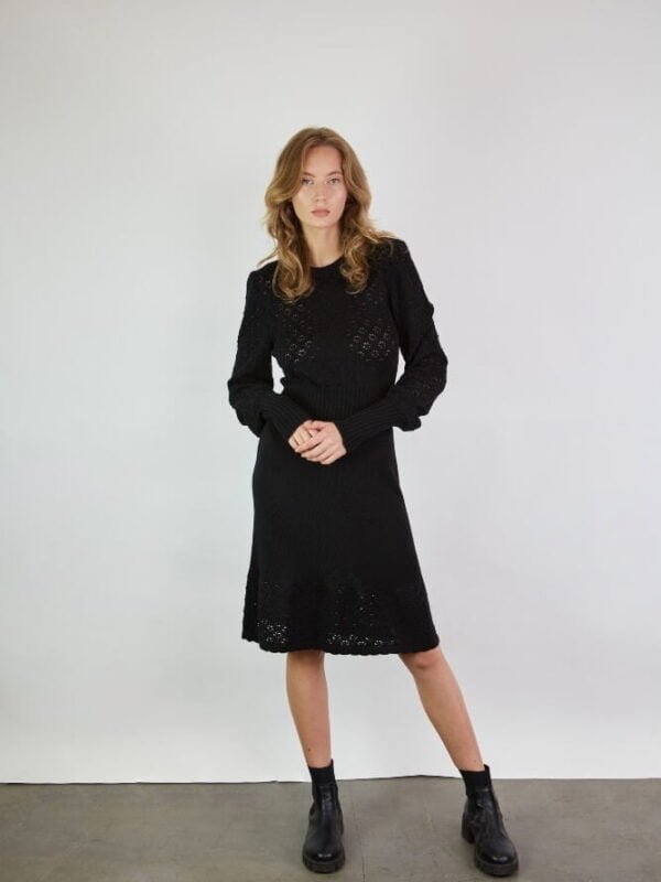 A-line silhouette dress in merino wool lace