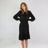 Black merino wool dress with an A-line skirt