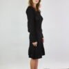 Black merino wool dress with an A-line skirt