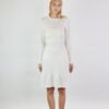 Feminine lace dress in merino wool. A-line skirt