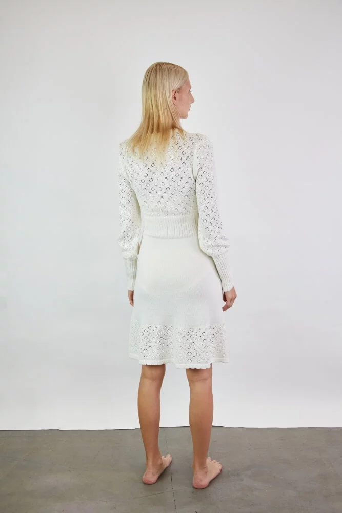 White lace knit dress - Monala Shop