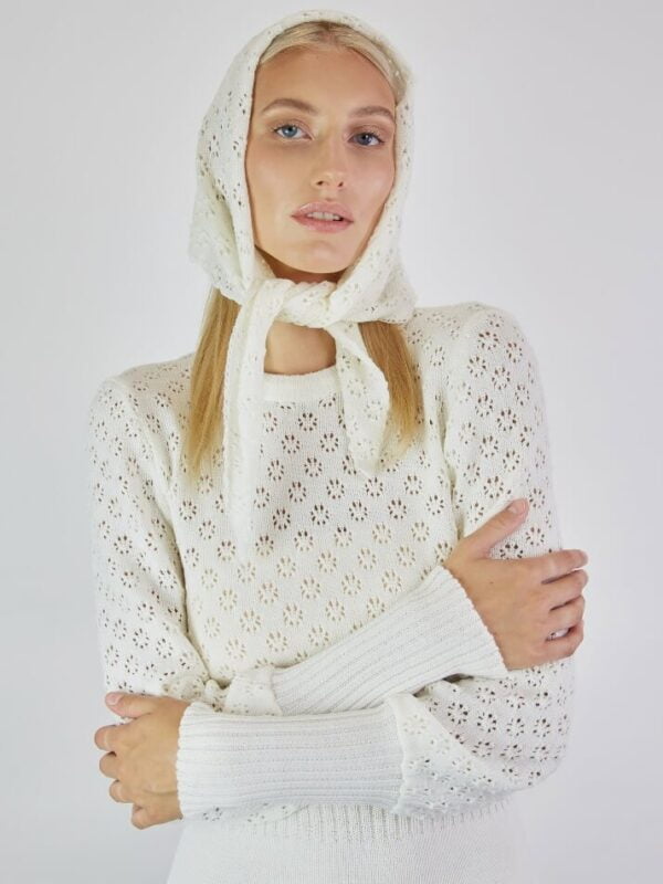 Merino wool head shawl in a subtle lace pattern