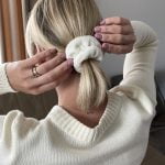 Plain knit pattern merino wool scrunchie