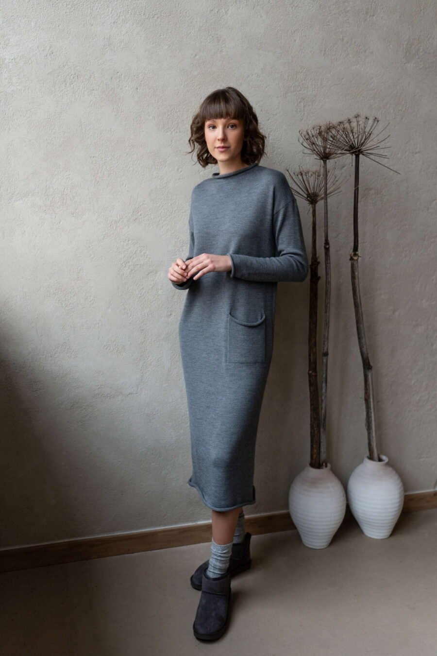 Long merino wool sweater dress