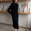 SON06307 (2) (1) Longline merino wool dress with turn-up trims