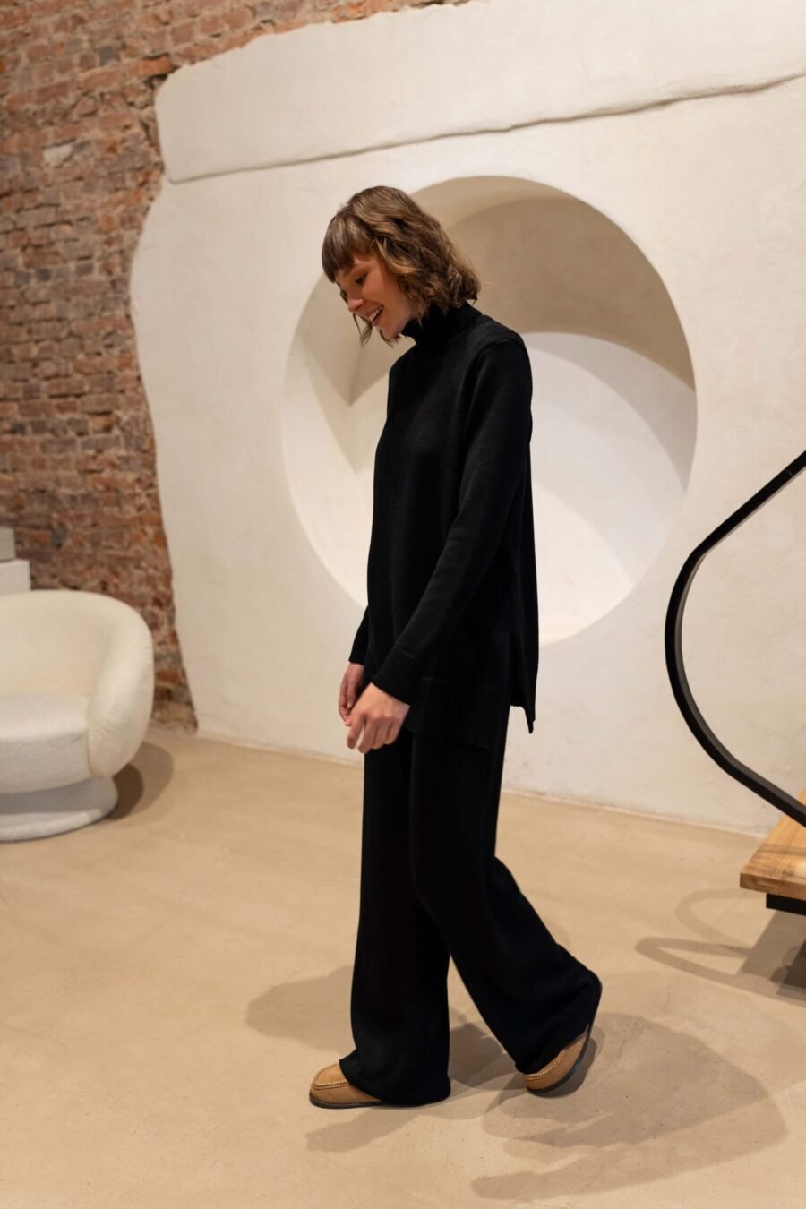 Merino Wool Turtleneck Sweater in Black