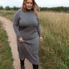 Plus size knitted merino wool dress