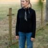 Black merino wool sweater for women