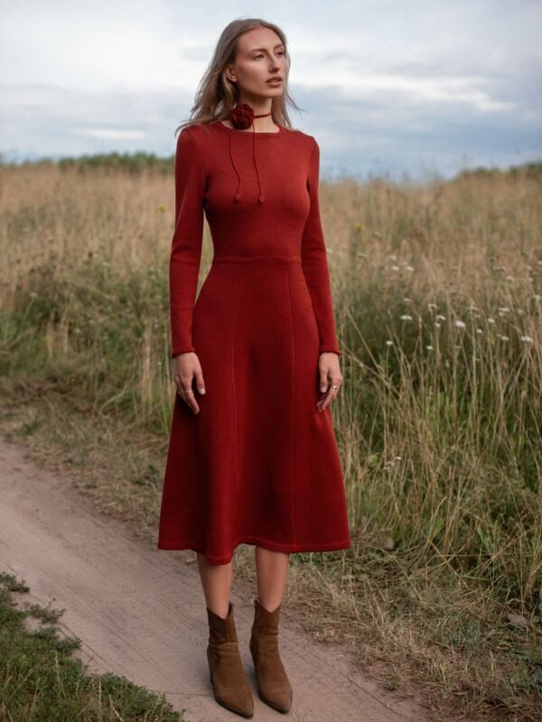 Knitted A-line midi dress