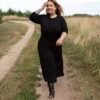 Plus size A-line merino wool sweater dress