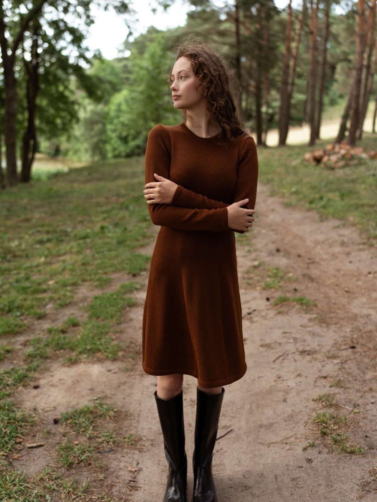 A-line merino wool sweater dress