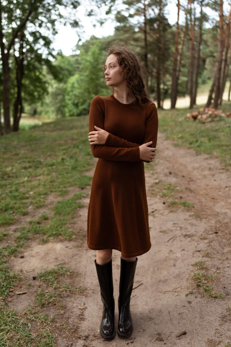 A-line merino wool sweater dress