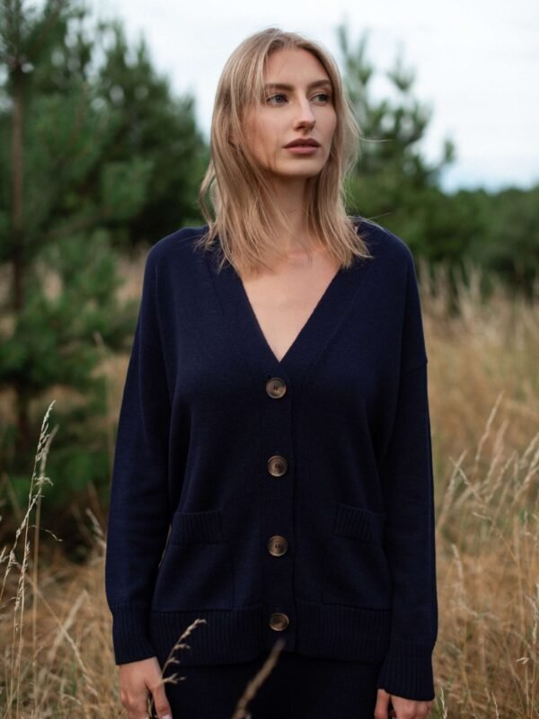 Natural blue wool cardigan