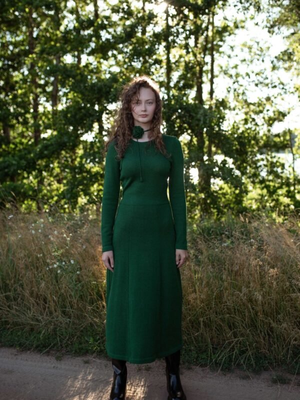 Knitted dress with flared skirt