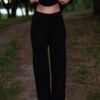 Elastic waist merino wool knit pants