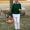 Green wool sweater for womens