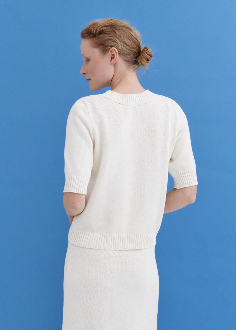 MONALA_10009 Knitted Cotton Top and Skirt Set in Lily