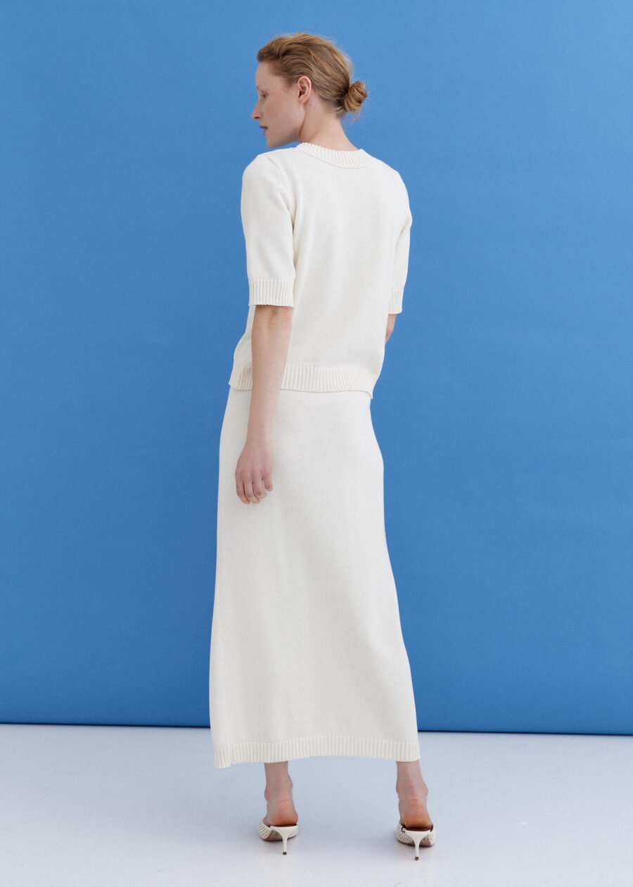 MONALA_10014 Knitted Cotton Midi Skirt in Lily