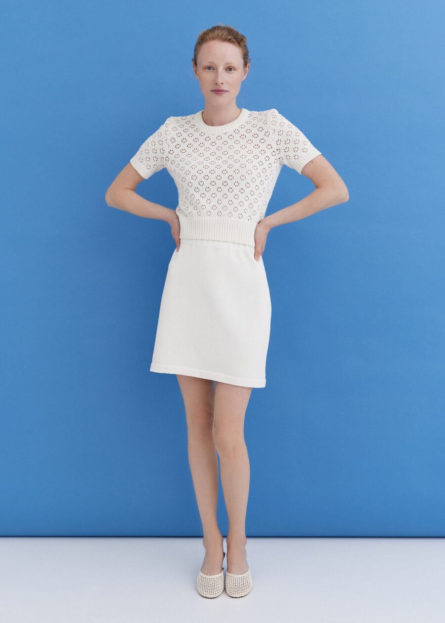 MONALA_10184 Knitted Cotton Mini Skirt in Lily