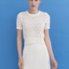 Knitted Cotton Lace Top in Lily