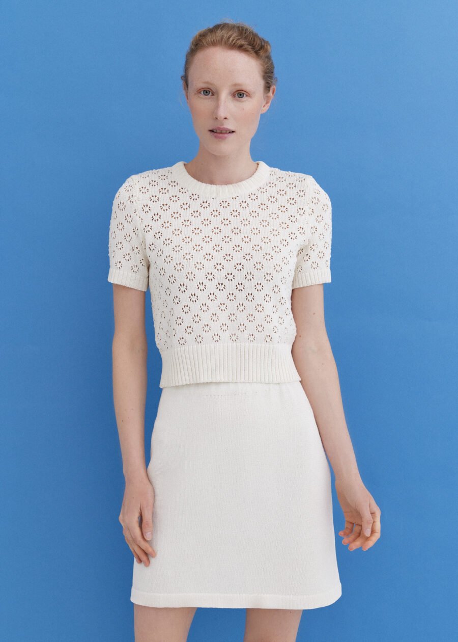 MONALA_10217 Knitted Cotton Mini Skirt in Lily