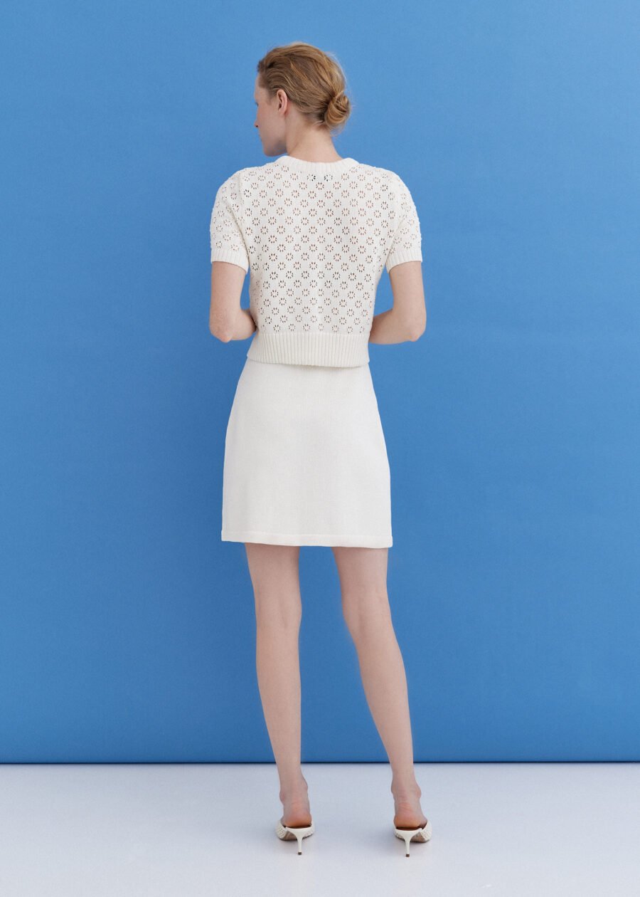 MONALA_10249 Knitted Cotton Mini Skirt in Lily