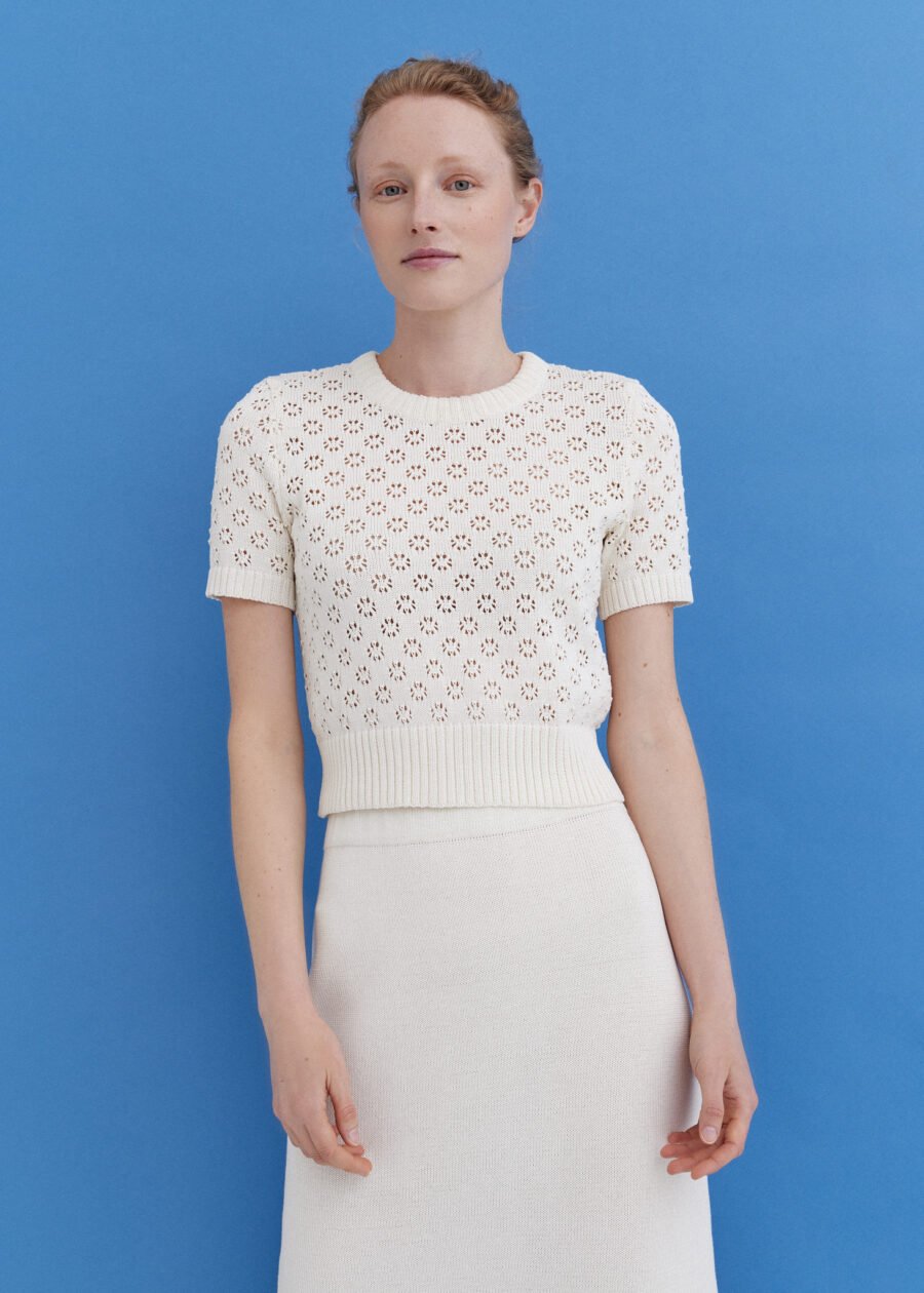 MONALA_10302 Knitted Cotton Mini Skirt in Lily
