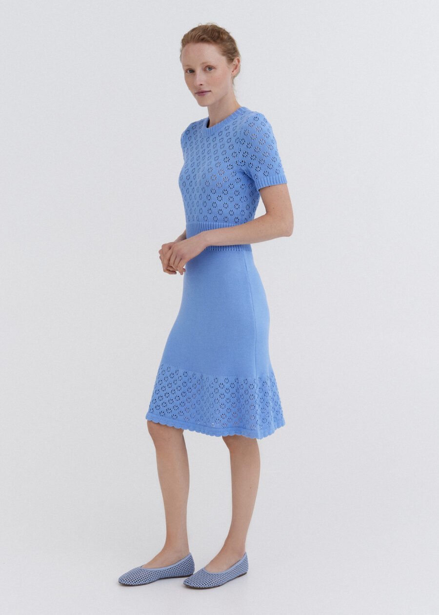 MONALA_10400 Knitted Cotton Lace Dress in Sky