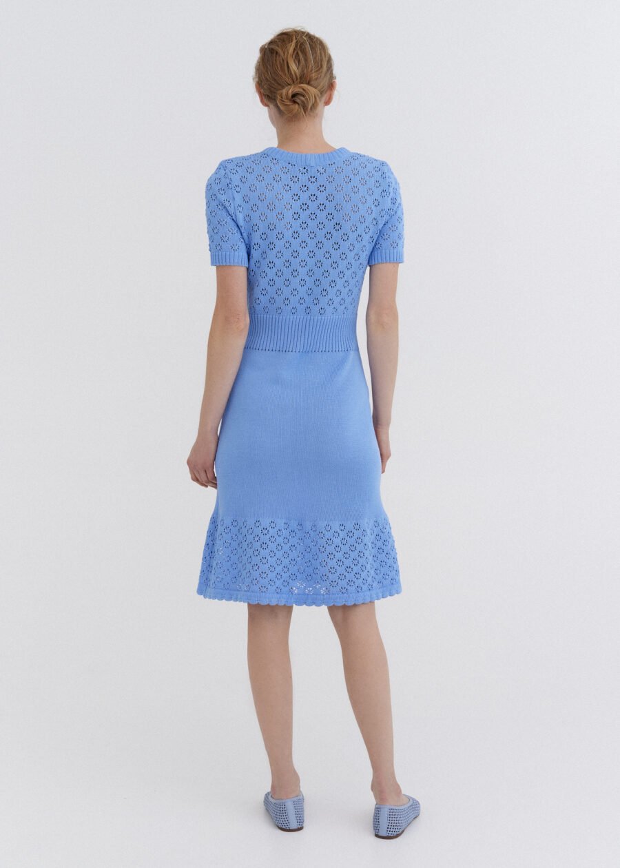 MONALA_10427 Knitted Cotton Lace Dress in Sky