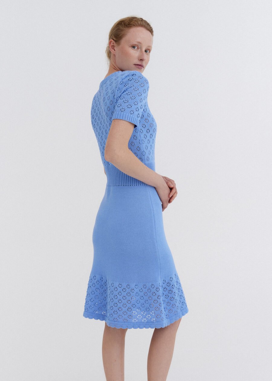 MONALA_10435 Knitted Cotton Lace Dress in Sky