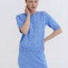 Knitted Cotton Top and Skirt Set in Sky