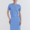 Knitted Cotton Lace Top in Sky