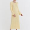 relaxed fit cotton dress with flared knit sleeves in yellow