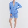 Knitted Cotton Cardigan and Shorts Set in Sky