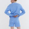 MONALA_11373 Knitted Cotton Cardigan and Shorts Set in Sky
