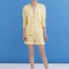 Knitted Cotton Cardigan and Shorts Set in Sun