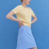 Knitted Cotton Mini Skirt in Sky