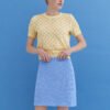 Knitted Cotton Mini Skirt in Sky