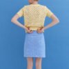 Knitted Cotton Mini Skirt in Sky