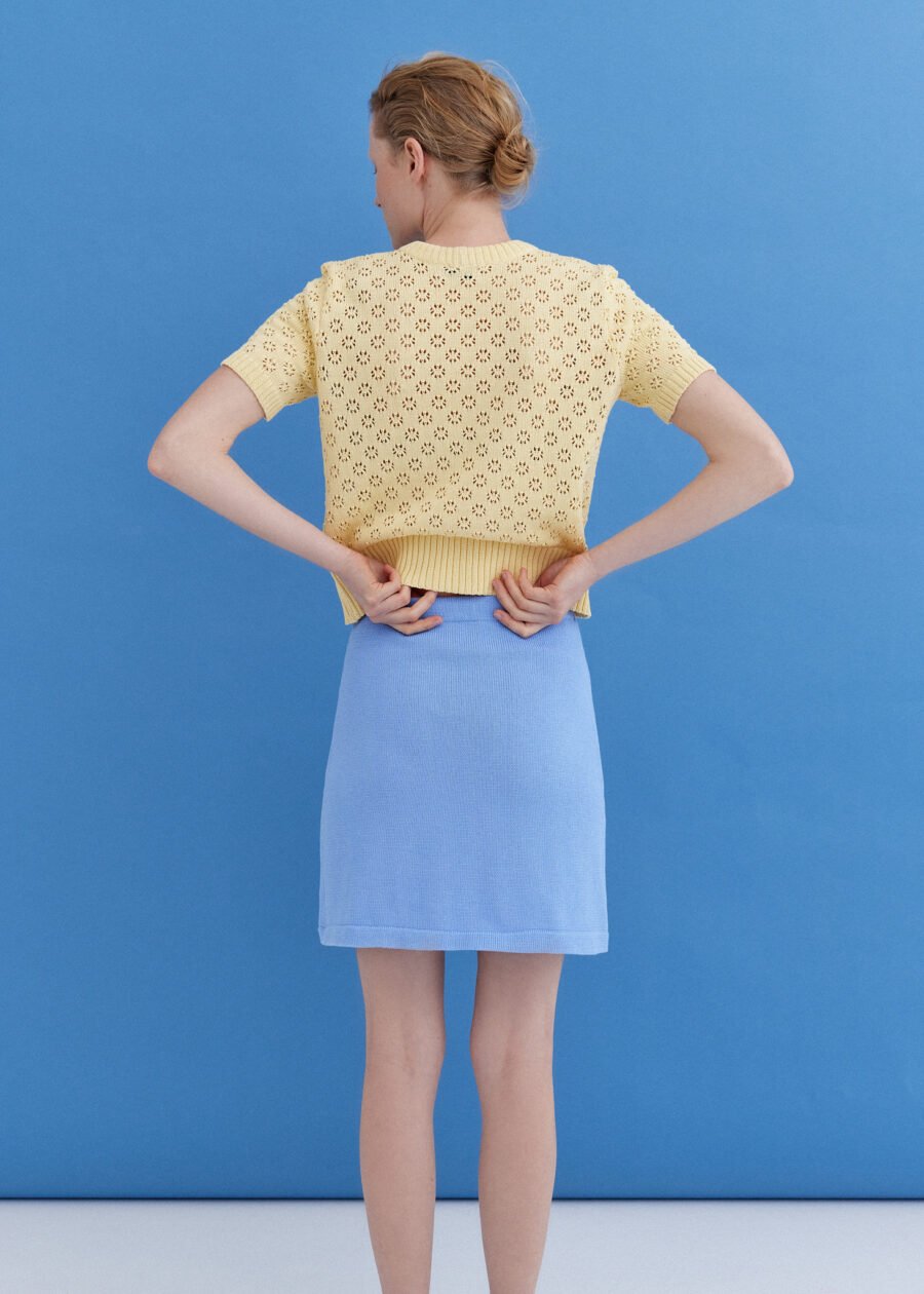 MONALA_9573 Knitted Cotton Mini Skirt in Sky
