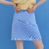 Knitted Cotton Mini Skirt in Sky