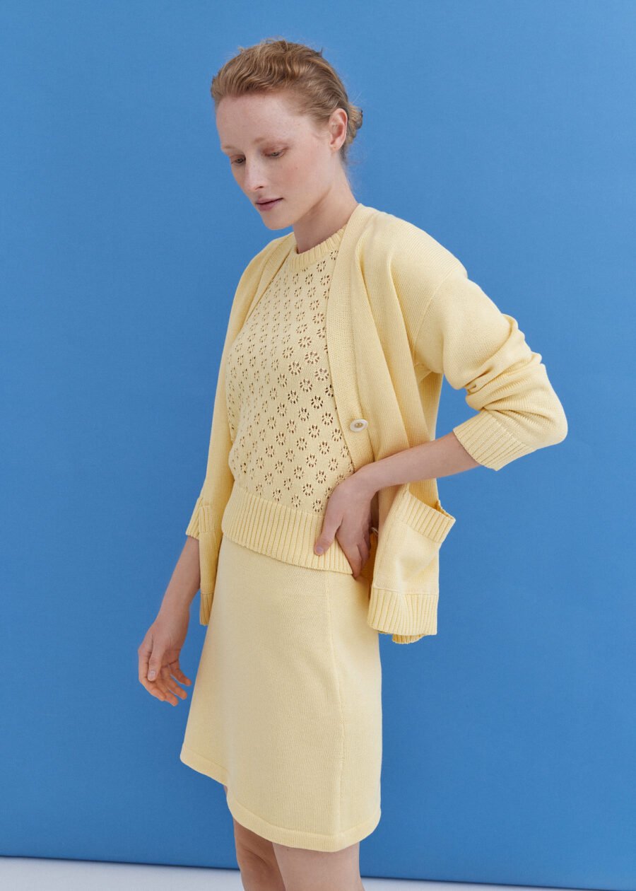 MONALA_9592 Knitted Cotton Mini Skirt in Sun