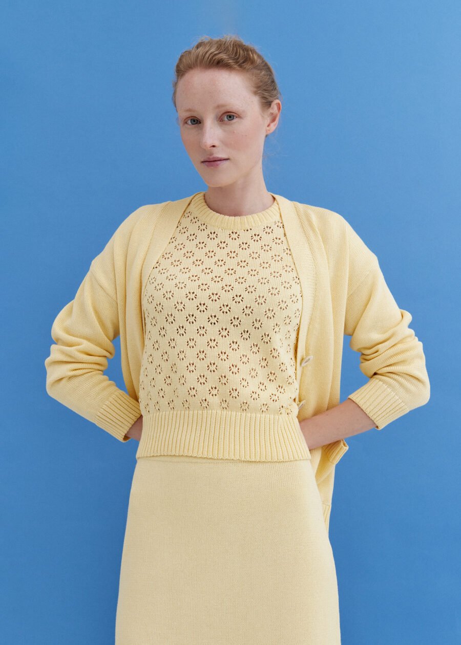 MONALA_9594 Knitted Cotton Lace Top in Sun