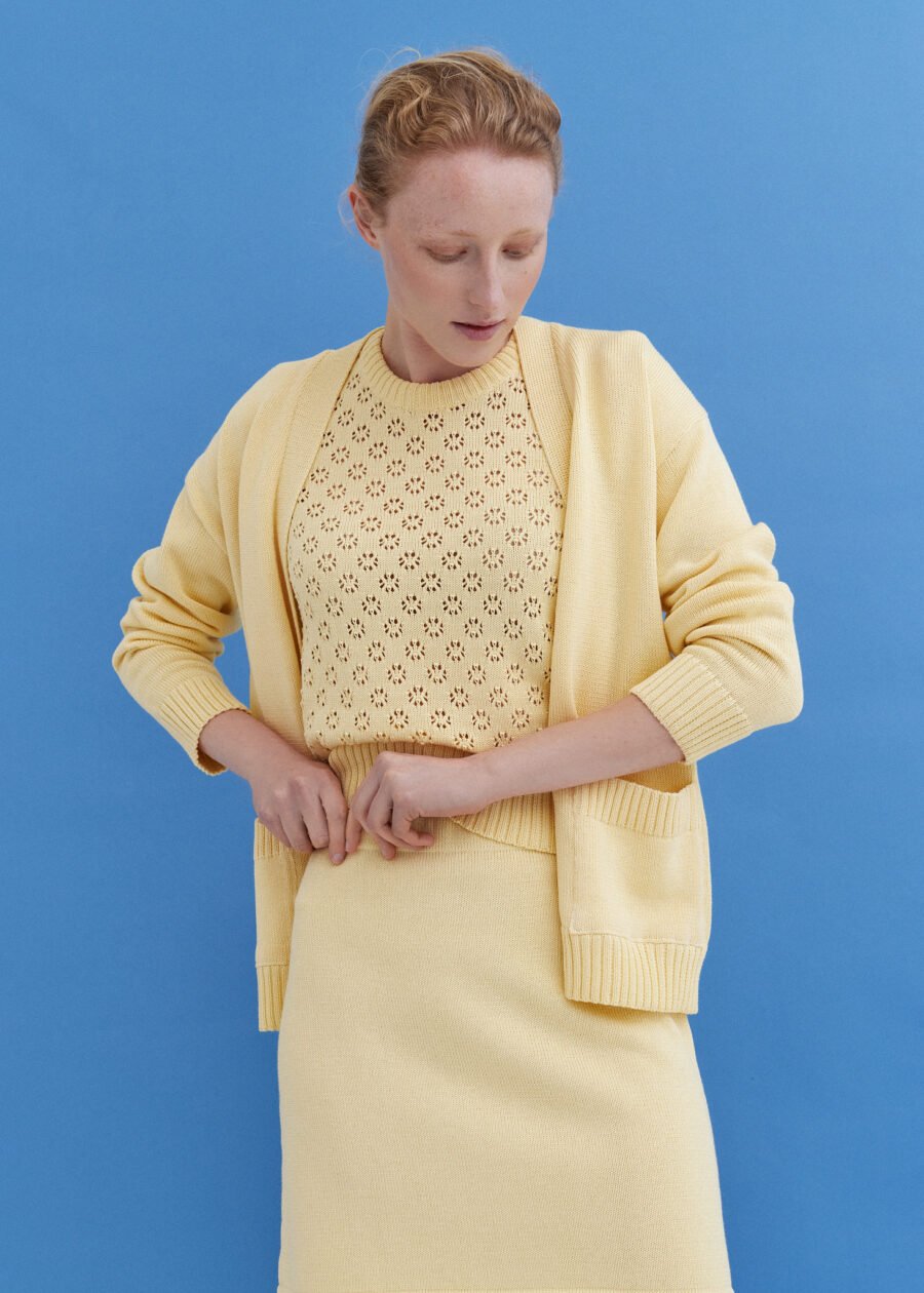 MONALA_9595 Knitted Cotton Mini Skirt in Sun