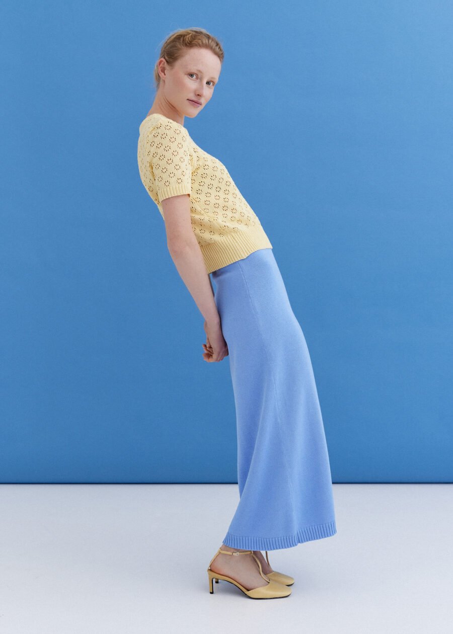 MONALA_9624 Knitted Cotton Lace Top in Sun